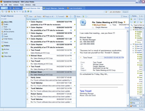 notes 8 mail interface
